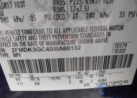 2011 Ford Edge Se from USA, damaged, VIN 2FMDK3GC4BBA60132